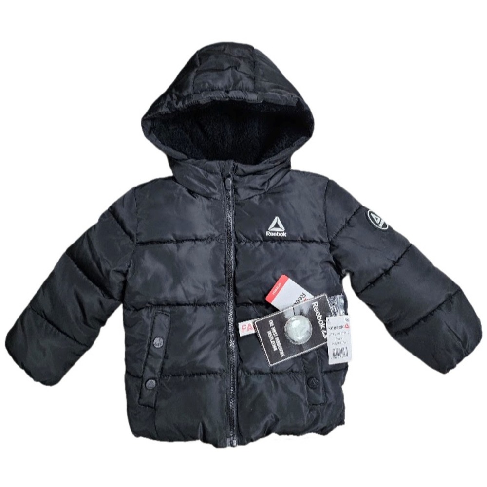 Reebok Toddler 3 3T Black Puffer Jacket Thick Hooded Warm Faux Fur NWT